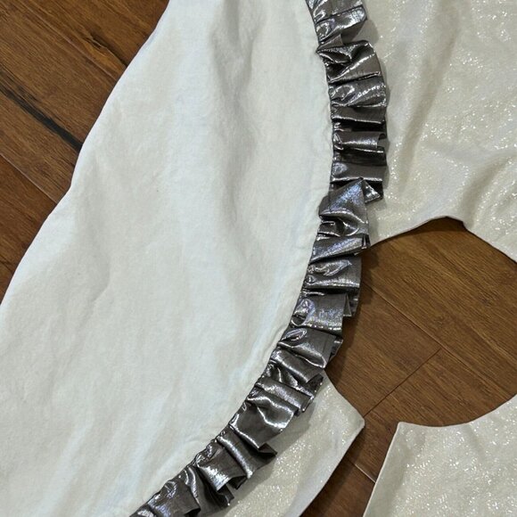 One of a Kind 50” Ruffled Shimmery Christmas Tree Skirt Handmade PRE-OWNED - Picture 4 of 5